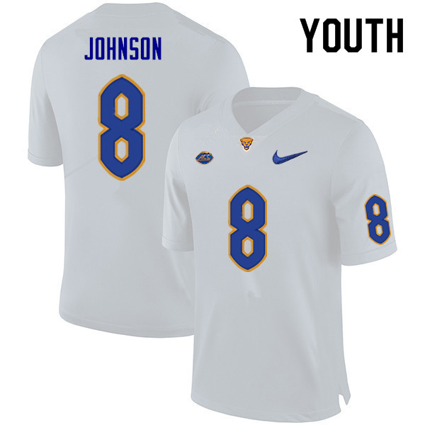 Youth #8 Karter Johnson Pitt Panthers College Football Jerseys Sale-White